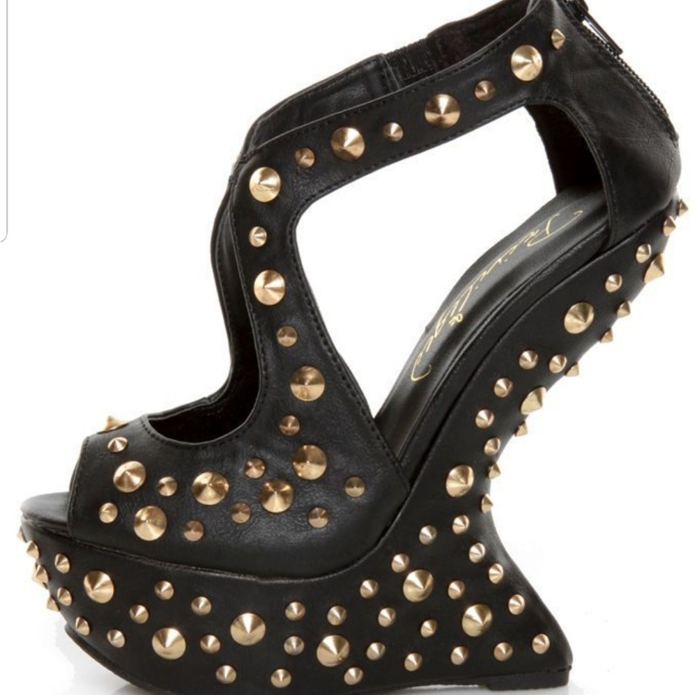 Privileged Karvis Black Studded Heelless Platforms